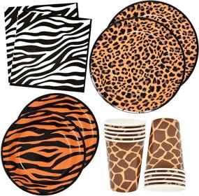 img 4 attached to 🦓 Jungle Safari Zoo Animal Print Party Supplies Bundle - 30 9" Paper Plates, 30 7" Plates, 30 9 Oz Cups, and 60 Lunch Napkins- Perfect for Leopard, Tiger, Giraffe, Zebra Forest Animals Themed Baby Shower, Birthday, and Decoration Events