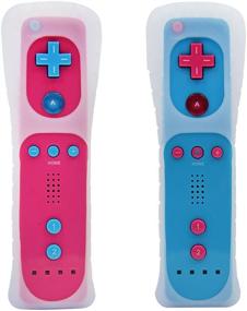 img 1 attached to 🎮 MOLICUI Wii Remote Controller 2 Pack for Nintendo Wii/Wii U Console - Blue Pink Back & Pink Blue Back - Wireless Gaming Controller