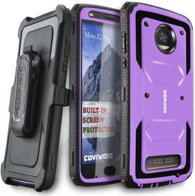 img 4 attached to COVRWARE Aegis Series Case For Moto Z2 Play / Z2 Force With Built-In Screen Protector Heavy Duty Full-Body Rugged Holster Armor Case Belt Swivel Clip Kickstand Cell Phones & Accessories