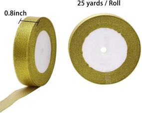 img 2 attached to 🎀 Livder Golden Metallic Glitter Ribbon Set - 4 Rolls, 4/5 Inch Width - Perfect for Holiday Wedding Birthday Party Decoration and Gift Wrapping