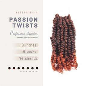 img 3 attached to 🔥 Универсальные и стильные плетеные волосы 10 дюймов Passion Twist Crochet Hair: 8 пакетов Омбре преплетенные пучки Passion Twist Hair, плетеные косички с петлей для наращивания волос для чернокожих женщин (10 дюймов (8 пакетов), T350)