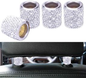 img 4 attached to 💎 Enhance Your Car's Interior with White Bling Bling Crystal Diamond Ice Headrest Collars - 4 Pack