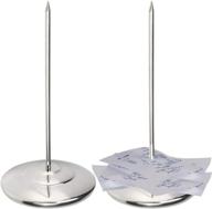 🧾 stainless steel restaurant receipt holder set - check spindle with round base, desk straight rod for bill fork stick and paper memo spike - 2 pcs логотип