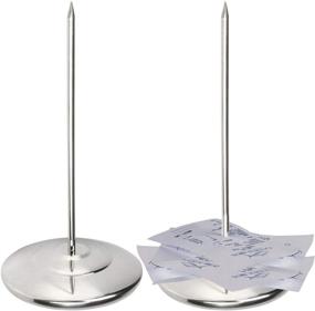 img 4 attached to 🧾 Stainless Steel Restaurant Receipt Holder Set - Check Spindle with Round Base, Desk Straight Rod for Bill Fork Stick and Paper Memo Spike - 2 Pcs