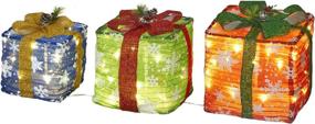 img 4 attached to 🎁 ZiMiu Set of 3 Christmas Lighted Gift Boxes: Stunning Pop-Up Tinsel Decorations with Pre-Lit Illumination for Indoor & Outdoor Holiday Ambiance