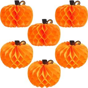 img 4 attached to Jovitec 6 Pack 10.2 Inch Paper Pumpkin Honeycomb Centerpieces: 3D Tissue Pumpkins Paper Hanging Decoration for Halloween, Thanksgiving, Birthdays, Weddings, and Home Parties - High-Quality and Affordable Party Supplies
