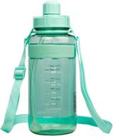 💦 hydrate on the go: large water bottle with strap, portable motivational fitness bottle, wide mouth capacity (green 1000) логотип