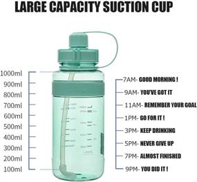 img 1 attached to 💦 Hydrate on the Go: Large Water Bottle with Strap, Portable Motivational Fitness Bottle, Wide Mouth Capacity (Green 1000)