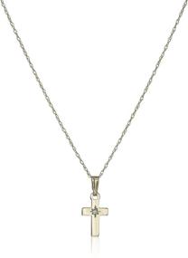 img 2 attached to 👼 Delicate 14k Yellow Gold Children's Necklace with Genuine Diamond Cross Pendant - Perfect for Babies, 13