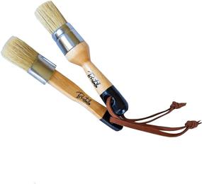 img 3 attached to 🖌️ Bristello Chalk & Wax Paint Brush Set: Ideal for Furniture Makeovers – Includes Flat and Round Brushes, Stencil, Milk Paint and Wax Applications – 1” Small Brush Duo