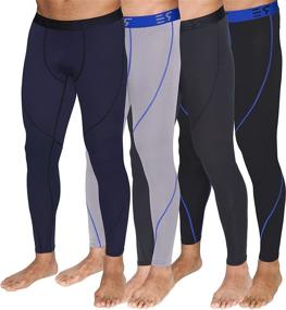 img 4 attached to 4 Pack Compression Running Leggings Athletic Sports & Fitness