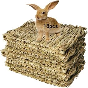 img 4 attached to 🐰 Natural Straw Hay Bunny Grass Mat - Handmade Bedding Toy for Guinea Pig, Hamster, Chinchilla, Squirrel, Hedgehog - Ideal for Sleeping, Grinding, Nesting, and Chewing