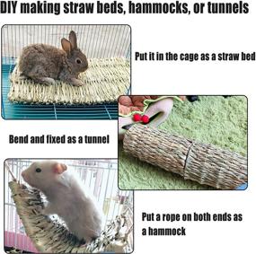 img 1 attached to 🐰 Natural Straw Hay Bunny Grass Mat - Handmade Bedding Toy for Guinea Pig, Hamster, Chinchilla, Squirrel, Hedgehog - Ideal for Sleeping, Grinding, Nesting, and Chewing