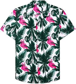 img 3 attached to J VER Tropical Hawaiian Flamingo Print Men's Clothing and Shirts: Boost Your Style!