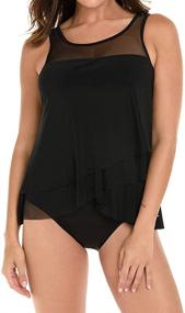 img 3 attached to 👙 Miraclesuit Women's High Neckline Underwire Bra Tankini Bathing Suit Top - Mirage Swimwear