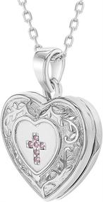 img 3 attached to 🌟 Stunning 925 Sterling Silver Girls Cross Heart Locket Necklace with Bright Cubic Zirconia - Perfect Religious Jewelry for Preteens and Teens