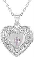 🌟 stunning 925 sterling silver girls cross heart locket necklace with bright cubic zirconia - perfect religious jewelry for preteens and teens logo