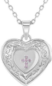 img 4 attached to 🌟 Stunning 925 Sterling Silver Girls Cross Heart Locket Necklace with Bright Cubic Zirconia - Perfect Religious Jewelry for Preteens and Teens