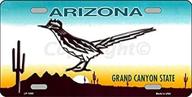 🏜️ arizona roadrunner novelty aluminum license plate tag - state background logo