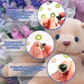 img 1 attached to Harrycle 120-пачка очаровательных цветов глаз для плюшевых животных, амигуруми кукол, вязаных изделий и самодельных изделий - пластиковые глаза для кукол, медвежонка и материалы для изготовления игрушечных кукол.