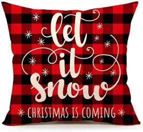 img 2 attached to 🎅 Emvency Set of 4 Christmas Snowman Throw Pillow Covers - Let It Snow, Red Black Buffalo Plaids Chair Decorative Pillow Cases for Home Decor - Square 20x20 Inches Pillowcases