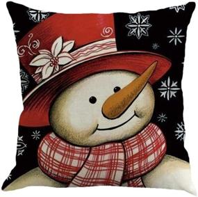 img 3 attached to 🎅 Emvency Set of 4 Christmas Snowman Throw Pillow Covers - Let It Snow, Red Black Buffalo Plaids Chair Decorative Pillow Cases for Home Decor - Square 20x20 Inches Pillowcases