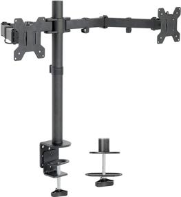 img 4 attached to 🖥️ VIVO Dual LCD LED 13 to 27 inch Monitor Desk Mount Stand, Fully Adjustable and Heavy Duty, Fits Two Screens, STAND-V002