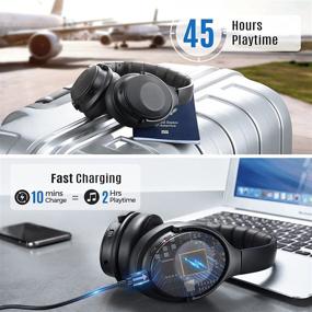 img 2 attached to 🎧 Шумоподавляющие Bluetooth наушники с 45 часами проигрывания и глубоким басом – идеально подходят для онлайн-уроков, домашнего офиса – черные.