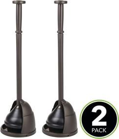 img 3 attached to mDesign Heavy Duty Bronze Toilet Bowl Plunger Set with Drip Tray - Compact Freestanding Bathroom Storage Organizer and Caddy with Base - Sleek Modern Design, 2 Pack