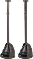 mdesign heavy duty bronze toilet bowl plunger set with drip tray - compact freestanding bathroom storage organizer and caddy with base - sleek modern design, 2 pack logo