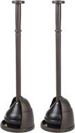 mdesign heavy duty bronze toilet bowl plunger set with drip tray - compact freestanding bathroom storage organizer and caddy with base - sleek modern design, 2 pack логотип