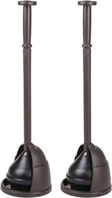 img 4 attached to mDesign Heavy Duty Bronze Toilet Bowl Plunger Set with Drip Tray - Compact Freestanding Bathroom Storage Organizer and Caddy with Base - Sleek Modern Design, 2 Pack