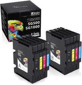 img 4 attached to 🖨️ Картридж сублимационными чернилами Xcinkjet, набор из 8 штук для принтера Virtuoso SG500 SG1000 - 2 чёрных, 2 голубых, 2 пурпурных, 2 желтых