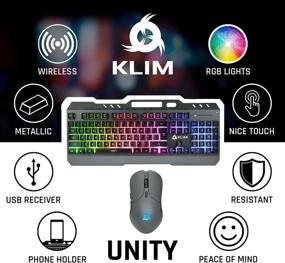 img 1 attached to 🔥 KLIM Unity - Wireless Keyboard and Mouse Combo US + Slim, Durable, Ergonomic, Semi Mechanical + Backlit Wireless Gaming Keyboard and Mouse for PC Mac + Long-Lasting Built-in Battery + Latest 2021 Technology