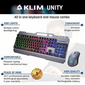 img 3 attached to 🔥 KLIM Unity - Wireless Keyboard and Mouse Combo US + Slim, Durable, Ergonomic, Semi Mechanical + Backlit Wireless Gaming Keyboard and Mouse for PC Mac + Long-Lasting Built-in Battery + Latest 2021 Technology