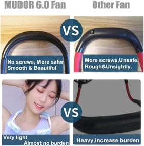 img 1 attached to 🌀 Upgraded 6.0 MUDOR Portable Hands Free Lazy Neckband Fan, Wearable Sport Fan with 2000mAh Rechargeable Battery and LED Light, 3 Adjustable Speeds, Long Working Hours (Black)