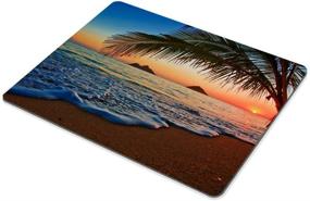 img 1 attached to Hawaiian Mouse Pad by Smooffly - Lanikai Beach, Hawaii Design | Colorful Sky, Ocean Wave Surface | Customizable Rectangle Non-Slip Rubber Gaming Mouse Pad, 9.5 X 7.9 Inches