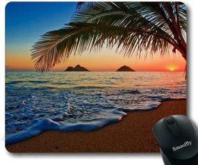 img 4 attached to Hawaiian Mouse Pad by Smooffly - Lanikai Beach, Hawaii Design | Colorful Sky, Ocean Wave Surface | Customizable Rectangle Non-Slip Rubber Gaming Mouse Pad, 9.5 X 7.9 Inches