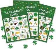 🍀 st. patrick's day shamrock irish bingo game - green party supplies for 24 players логотип