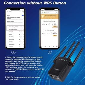 img 1 attached to Black WiFi Extender: Boosts Wireless Signal with Ethernet Port, Dual-band (2.4Ghz & 5Ghz), Up to 1200Mbps Speed, Up to 1500 Sq.ft Coverage, Supports 25 Devices