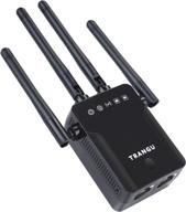 black wifi extender: boosts wireless signal with ethernet port, dual-band (2.4ghz & 5ghz), up to 1200mbps speed, up to 1500 sq.ft coverage, supports 25 devices logo