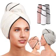 🧖 3 pack microfiber hair towel wraps for women - ultra absorbent turbans for curly, long, thick or short hair - quick drying, anti frizz head wraps for showering and sleeping logo