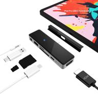 6-в-1 venevix usb c hub для ipad pro 2020 с hdmi, считывателем карт sd/tf и портами usb 3.0 - снабжение энергией 100 вт - type c адаптер для macbook air/macbook pro/surface pro 7 (серый) логотип