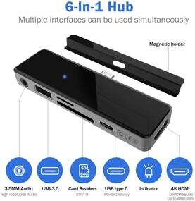 img 3 attached to 6-в-1 Venevix USB C Hub для iPad Pro 2020 с HDMI, считывателем карт SD/TF и портами USB 3.0 - Снабжение энергией 100 Вт - Type C адаптер для MacBook Air/MacBook Pro/Surface Pro 7 (серый)