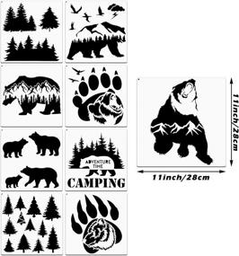 img 3 attached to 🐻 9-Piece Forest Bear Claw Stencil Kit for Winter Porch Decoration - Reusable Mylar Templates with Metal Open Ring, Ideal for Painting on Wood Walls and Home Décor