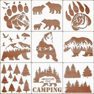 🐻 9-piece forest bear claw stencil kit for winter porch decoration - reusable mylar templates with metal open ring, ideal for painting on wood walls and home décor logo