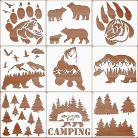 img 4 attached to 🐻 9-Piece Forest Bear Claw Stencil Kit for Winter Porch Decoration - Reusable Mylar Templates with Metal Open Ring, Ideal for Painting on Wood Walls and Home Décor