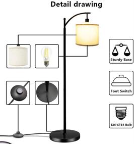 img 3 attached to 🌟 Бра Banord: современная напольная лампа с абажуром и 6W 3000K лампочкой для гостиной, спальни и офиса - черный.