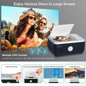 img 3 attached to 📽️ FANGOR Мини проектор с Bluetooth и встроенным DVD-плеером: портативный проектор 7200L для просмотра фильмов на открытом воздухе, поддержка 1080P, совместимость с телефоном/ноутбуком/PS4.