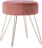 👑 apicizon velvet vanity stool ottoman: mid-century modern pink footrest with golden metal legs - ideal for bedroom and living room decor logo